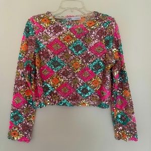 Zara Colorful Sequin Top